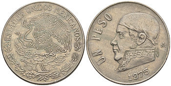 Мексика 1 песо 1975 Хосе Мария Морелос KM 460 медно-никель 87-713