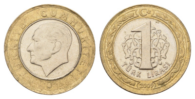Турция 1 лира 2009 Кемаль Ататюрк KM 1244 биметалл UNC 3459-1112