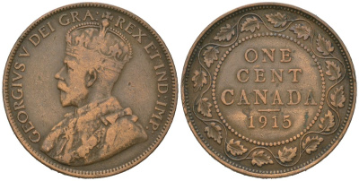 Канада 1 цент 1915 Георг V (1910-1936) KM 21 бронза 95-612