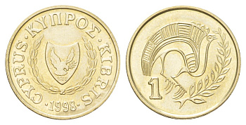 Кипр 1 цент 1998 KM 53.3 никель латунь UNC 4627-856