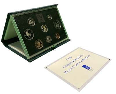 Великобритания набор из 8 монет 1990 в пластике, с сертификатом, в оригинальной коробке Spink PS45 PROOF 4-5-4-14