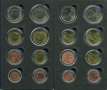 Бельгия евронабор из 8 монет 1999-2003 в капсулах UNC 5-4-1-43
