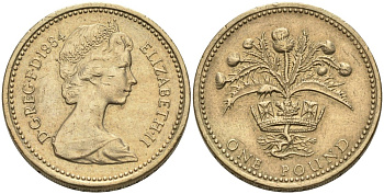 Великобритания 1 фунт 1984 Елизавета II (1952-2022) KM 934, Spink 4222 никель латунь 88-134