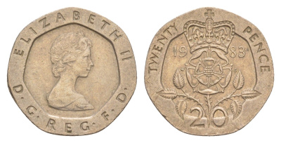 Великобритания 20 пенсов 1983 Елизавета II (1952-2022) KM 931, Spink 4230 (G1) медно-никель 4639-842