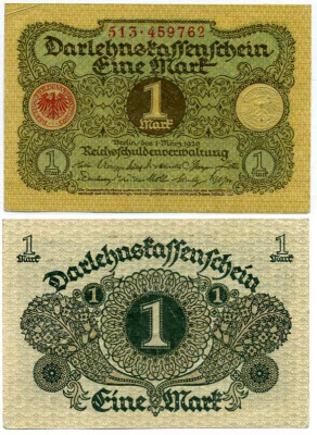 ГЕРМАНИЯ 1 МАРКА 1920 1 МАРТА 1920, ВЕЙМАРСКАЯ РЕСПУБЛИКА Pick 58, Rosenberg 64 бумага 8613-3-1-2