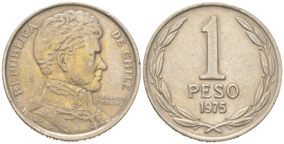 Чили 1 песо 1975 KM 207 медно-никель 4364-416