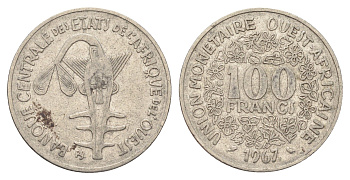 Западная Африка (ВСЕАО) 100 франков 1967 KM 4 никель 4703-1235