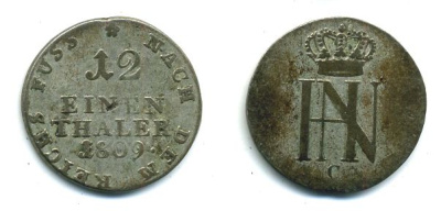 Вестфалия 1/12 талера 1809 С KM 5 серебро 00-00