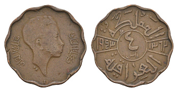 Ирак 4 филса 1943 AH 1357, Гази I (1933-1939), год-тип KM 107 бронза 413-4731