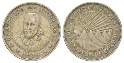 Никарагуа 50 сентаво 1939 KM 19.1 медно-никель 4624-243
