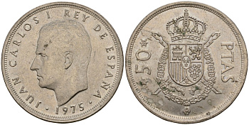 Испания 50 песет 1975 (79) Хуан Карлос I (1975-2014) KM 809 медно-никель 4599-124
