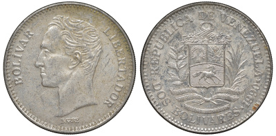 Венесуэла 2 боливара 1990 Y 43a сталь плакированная никелем 4607-221