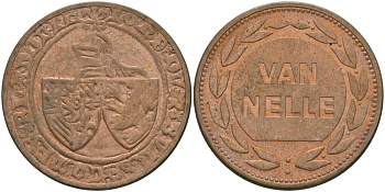 НИДЕРЛАНДЫ ТАБАЧНЫЙ ЖЕТОН ND VAN NELLE, СТАРИННЫЕ МОНЕТЫ, ДИАМЕТР 27 ММ. сталь плакированная медью 98-911