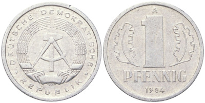 ГДР 1 пфенниг 1984 A KM 8.2 алюминий 4613-937
