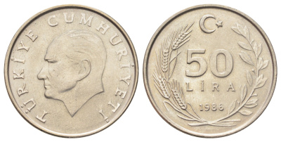Турция 50 лир 1986 Кемаль Ататюрк KM 966 медь никель цинк UNC 4699-1242