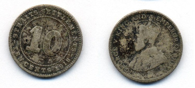 Стрейтс-Сетлментс 10 центов 1918 Георг V (1910-1936) 41-1225