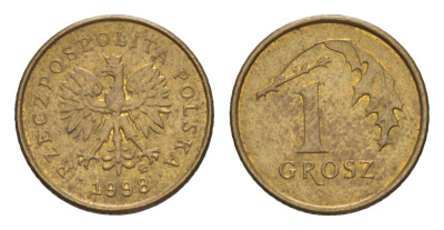 Польша 1 грош 1998 Y 276 марганец латунь UNC 4627-1145