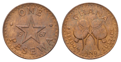 Гана 1 пенни 1967 KM 13 бронза UNC 4118-1254