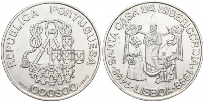 Португалия 1000 эскудо 1998 500 лет церкви Мизерикордия KM 708 серебро UNC 1081-6-64