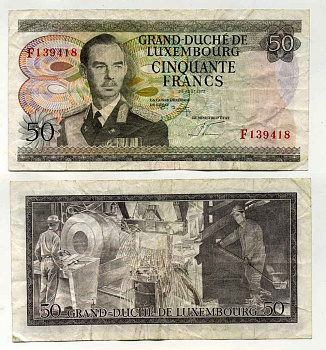 Люксембург 50 франков 1972 Pick 55b бумага 000-00-00