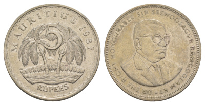 Маврикий 5 рупий 1987 Сивусагур Рамгулам KM 56 медно-никель 4179-1121