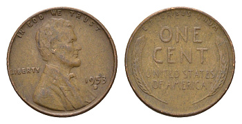 США 1 цент 1953 D, Линкольн KM 132 бронза 4674-715