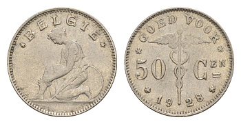 Бельгия 50 сантимов 1928 Belgie, Альберт I (1909-1934) KM 88 никель 4636-128