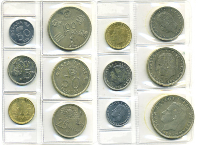 Испания официальный набор из 6 монет (50 сентимов; 1, 5, 25, 50 и 100 песет) 1980 чемпионат мира по футболу в Испании 1982 года KM MS11 (815, 816, 817, 818, 819 и 820)  UNC 3-6-3-7