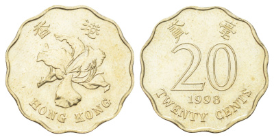 Гонконг 20 центов 1998 KM 67 никель латунь UNC 4701-236