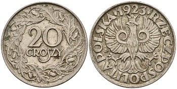 Польша 20 грошей 1923 Y 12 никель 4596-536