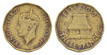 Фиджи 3 пенса 1950 Георг VI (1936-1952) KM 18 никель латунь 4671-412