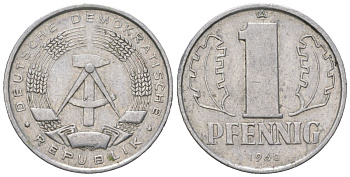 ГДР 1 пфенниг 1960 A KM 8.1 алюминий 206-466