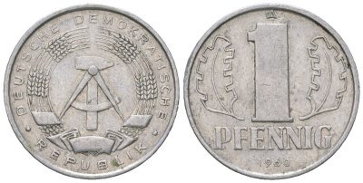 ГДР 1 пфенниг 1960 A KM 8.1 алюминий 206-466