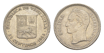 Венесуэла 25 сентимо 1965 Симон Боливар Y 40 никель 4613-265