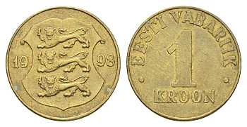 Эстония 1 крона 1998 KM 35 латунь 4666-636