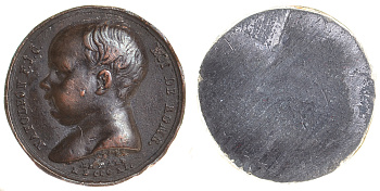 Франция жетон ND Наполеон II, Римский король, диаметр 14 мм, 5,3 гр, односторонний оттиск?      11-264-18