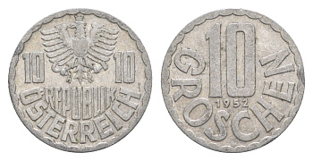 Австрия 10 грошей 1952 KM 2878 алюминий 4576-843