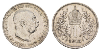Австрия 1 крона 1913 Франц Иосиф I (1848-1916) KM 2820 серебро 4657-645