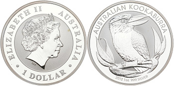 Австралия 1 доллар 2012 кукабара KM NEW серебро PROOF 00-000-00