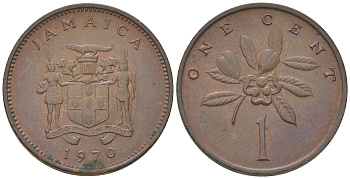 Ямайка 1 цент 1970 герб, фрукт аки KM 45 бронза 4175-1133