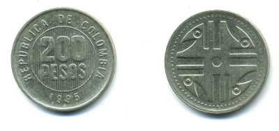 КОЛУМБИЯ 200 ПЕСО 1995 KM 287 медь цинк никель 59-1141