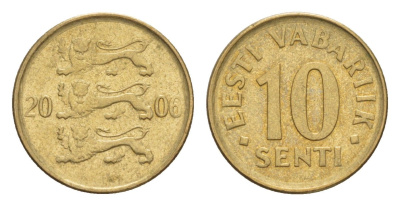 Эстония 10 сентов 2006 KM 22 латунь 4649-212