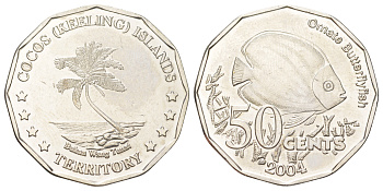 Кокосовые острова 50 центов 2004 X 14 медно-никель BU 4583-813