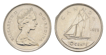Канада 10 центов 1978 Елизавета II (1952-2022), парусник KM 77 никель PROOF-LIKE (BU) 4630-968