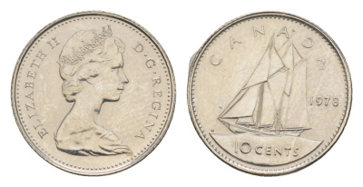 Канада 10 центов 1978 Елизавета II (1952-2022), парусник KM 77 никель PROOF-LIKE (BU) 4630-968