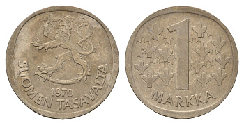 Финляндия 1 марка 1970 KM 49a медно-никель 3459-834
