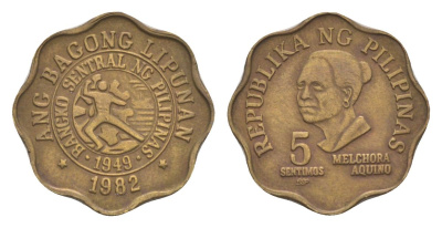 Филиппины 5 сентимо 1982 KM 225 латунь 4632-126