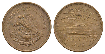 Мексика 20 сентаво 1946 KM 439 бронза 4646-322