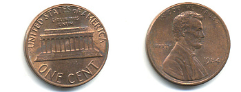 США 1 ЦЕНТ 1984 ЛИНКОЛЬН KM 201b цинк плакированный медью 86-149