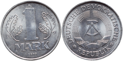 ГДР 1 МАРКА 1977 А KM 35.2 алюминий UNC 4391-1026